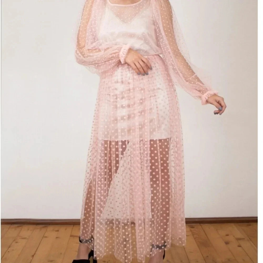 NWT BELLA ISTANBUL from Turkey, Pink Mesh/Tulle/sequins dress